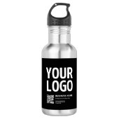 Ihr Logo mit editierbarem QR-Code und Text Edelstahlflasche (Vorderseite)