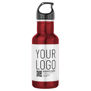 Ihr Logo mit editierbarem QR-Code und Text Edelstahlflasche