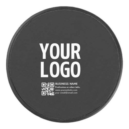 Ihr Logo mit editierbarem QR-Code und Text Eishockey Puck (Vorderseite)