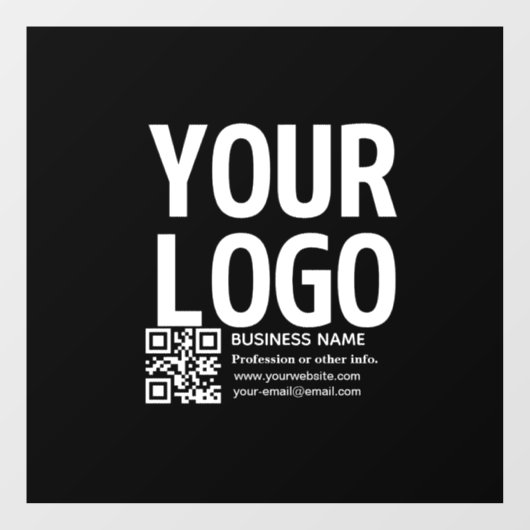 Ihr Logo mit editierbarem QR-Code und Text Fensteraufkleber (Blatt)