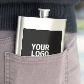Ihr Logo mit editierbarem QR-Code und Text Flachmann (Beispiel)