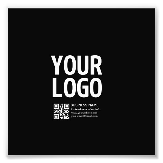 Ihr Logo mit editierbarem QR-Code und Text Fotodruck (Vorne)