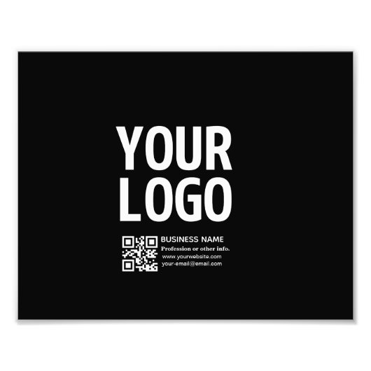 Ihr Logo mit editierbarem QR-Code und Text Fotodruck (Vorne)