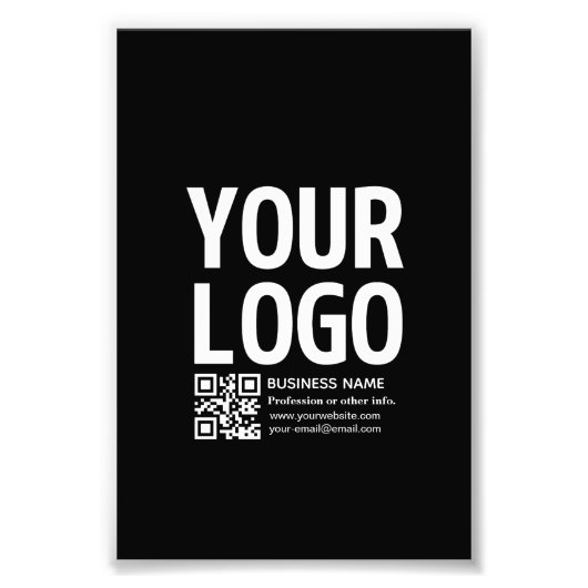 Ihr Logo mit editierbarem QR-Code und Text Fotodruck (Vorne)