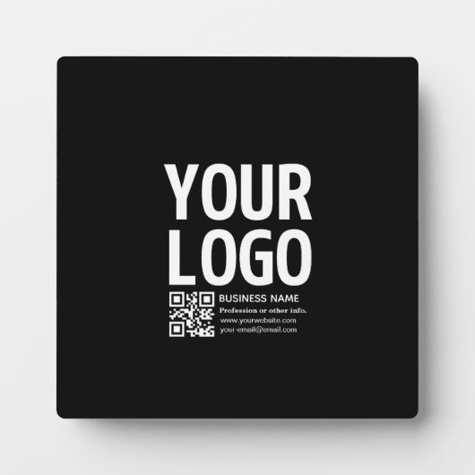 Ihr Logo mit editierbarem QR-Code und Text Fotoplatte (Vorderseite)