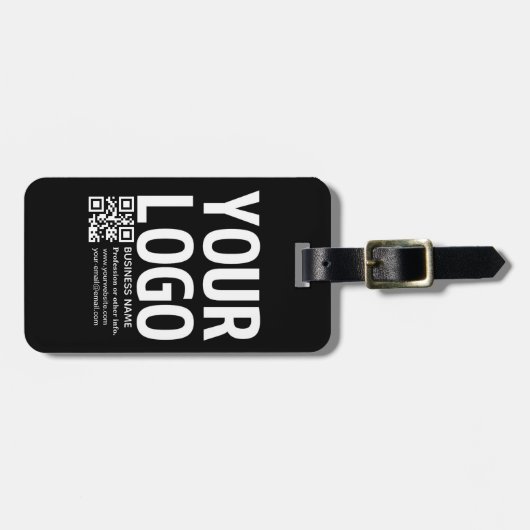 Ihr Logo mit editierbarem QR-Code und Text Gepäckanhänger (Vorderseite horizontal)