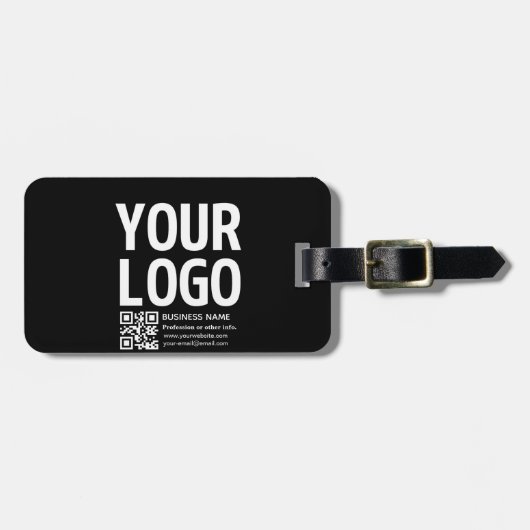 Ihr Logo mit editierbarem QR-Code und Text Gepäckanhänger (Vorderseite horizontal)