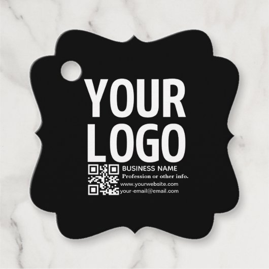 Ihr Logo mit editierbarem QR-Code und Text Geschenkanhänger (Vorderseite)