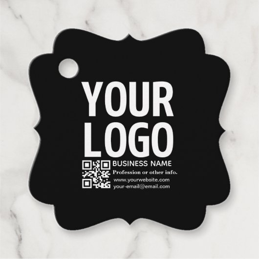 Ihr Logo mit editierbarem QR-Code und Text Geschenkanhänger (Vorderseite)