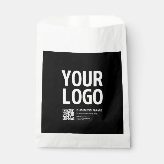 Ihr Logo mit editierbarem QR-Code und Text Geschenktütchen (Vorderseite)