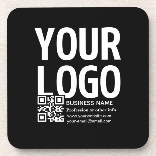 Ihr Logo mit editierbarem QR-Code und Text Getränkeuntersetzer (Vorderseite)