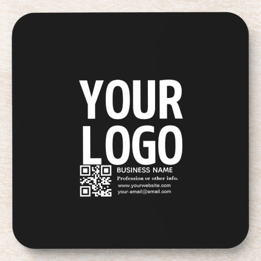 Ihr Logo mit editierbarem QR-Code und Text Getränkeuntersetzer (Vorderseite)