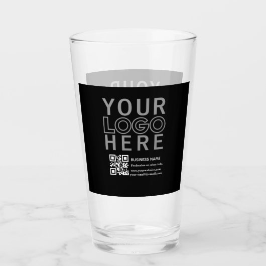 Ihr Logo mit editierbarem QR-Code und Text Glas (Vorderseite)