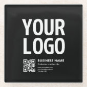 Ihr Logo mit editierbarem QR-Code und Text Glasuntersetzer (Vorderseite)