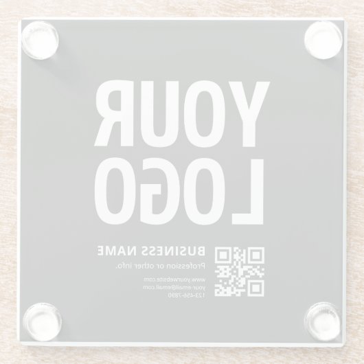 Ihr Logo mit editierbarem QR-Code und Text Glasuntersetzer (Rückseite)