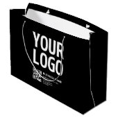 Ihr Logo mit editierbarem QR-Code und Text Große Geschenktüte (Rückseite Schrägansicht)
