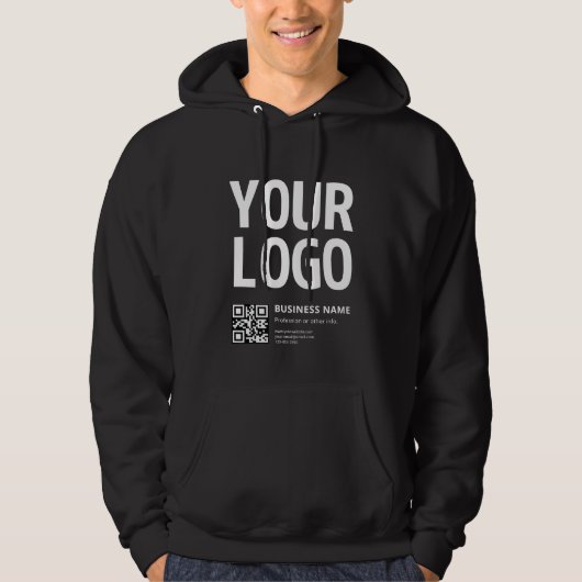 Ihr Logo mit editierbarem QR-Code und Text Hoodie (Vorderseite)