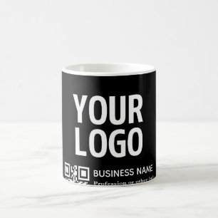 Ihr Logo mit editierbarem QR-Code und Text Kaffeetasse