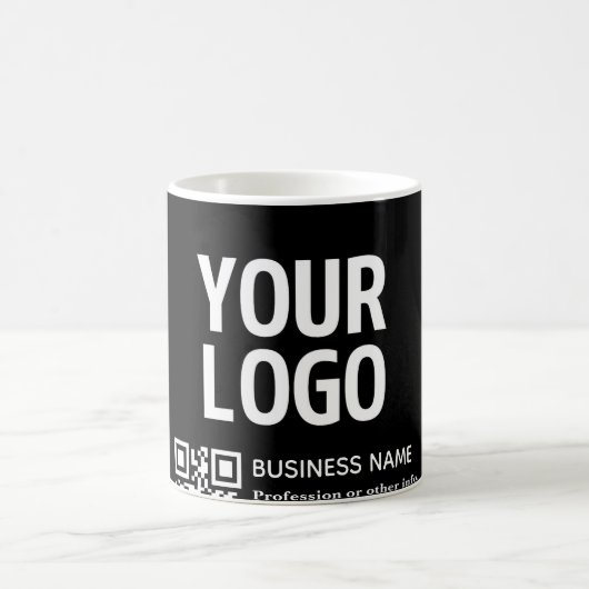 Ihr Logo mit editierbarem QR-Code und Text Kaffeetasse (Mittel)