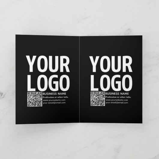 Ihr Logo mit editierbarem QR-Code und Text Karte (Innenseite)