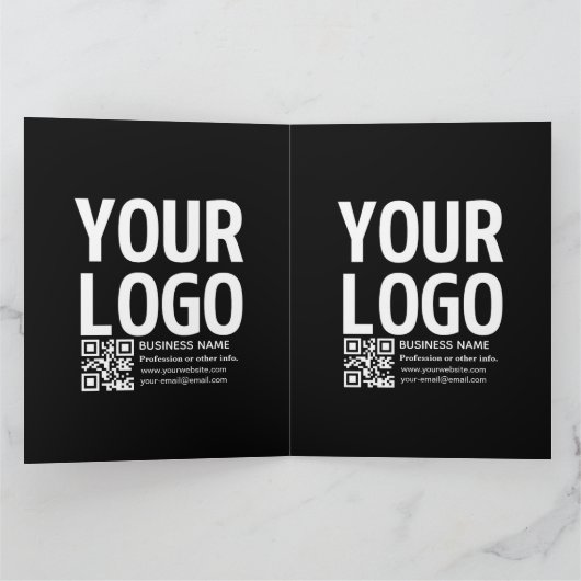 Ihr Logo mit editierbarem QR-Code und Text Karte (Innenseite)