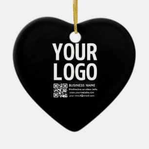 Ihr Logo mit editierbarem QR-Code und Text Keramik Ornament