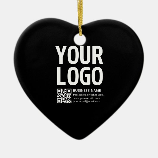 Ihr Logo mit editierbarem QR-Code und Text Keramik Ornament (Vorne)