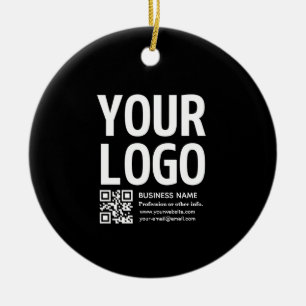Ihr Logo mit editierbarem QR-Code und Text Keramik Ornament
