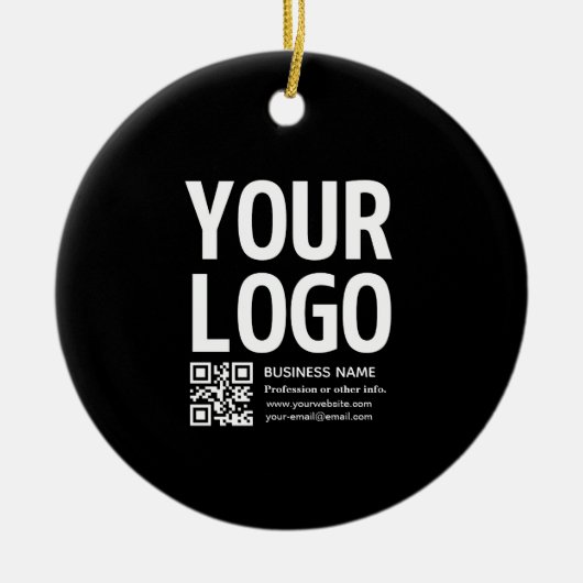 Ihr Logo mit editierbarem QR-Code und Text Keramik Ornament (Vorne)