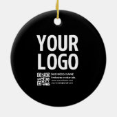 Ihr Logo mit editierbarem QR-Code und Text Keramik Ornament (Hinten)