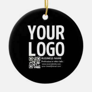 Ihr Logo mit editierbarem QR-Code und Text Keramik Ornament