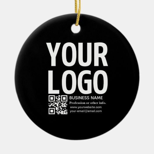 Ihr Logo mit editierbarem QR-Code und Text Keramik Ornament (Vorne)
