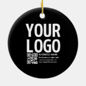 Ihr Logo mit editierbarem QR-Code und Text Keramik Ornament (Hinten)
