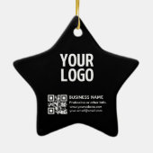 Ihr Logo mit editierbarem QR-Code und Text  Keramik Ornament (Hinten)