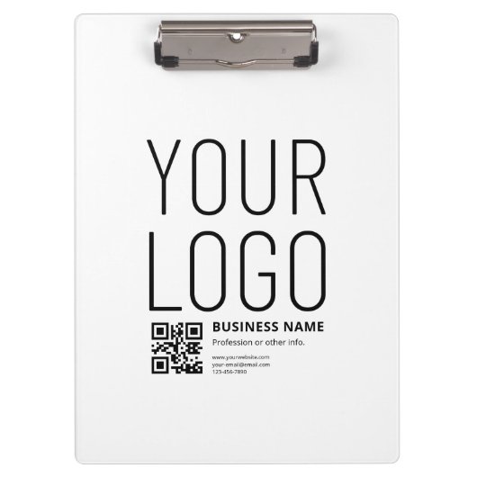 Ihr Logo mit editierbarem QR-Code und Text Klemmbrett (Vorderseite)