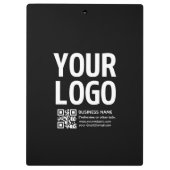 Ihr Logo mit editierbarem QR-Code und Text Klemmbrett (Rückseite)