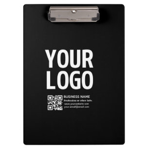 Ihr Logo mit editierbarem QR-Code und Text Klemmbrett