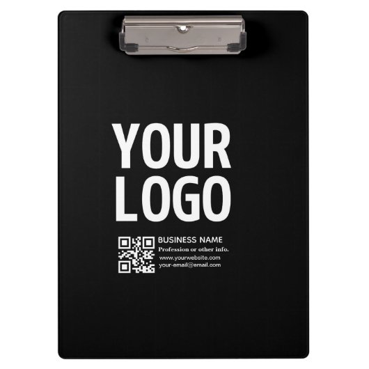 Ihr Logo mit editierbarem QR-Code und Text Klemmbrett (Vorderseite)