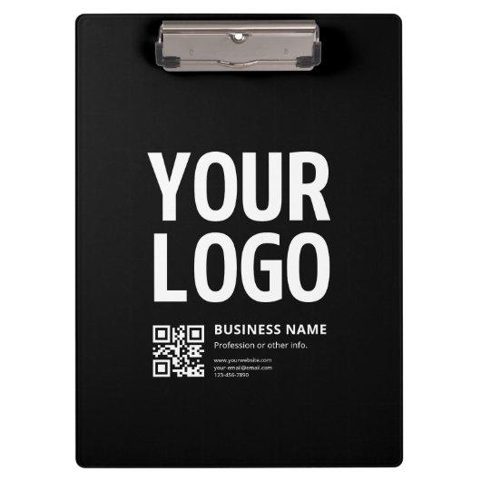 Ihr Logo mit editierbarem QR-Code und Text Klemmbrett (Vorderseite)