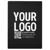 Ihr Logo mit editierbarem QR-Code und Text Klemmbrett (Rückseite)