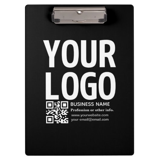 Ihr Logo mit editierbarem QR-Code und Text Klemmbrett (Vorderseite)