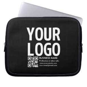 Ihr Logo mit editierbarem QR-Code und Text Laptopschutzhülle