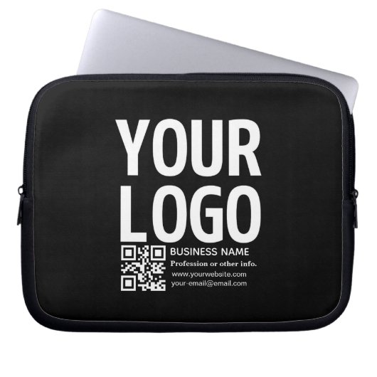 Ihr Logo mit editierbarem QR-Code und Text Laptopschutzhülle (Vorderseite)