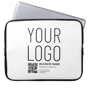 Ihr Logo mit editierbarem QR-Code und Text Laptopschutzhülle
