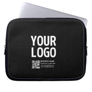 Ihr Logo mit editierbarem QR-Code und Text Laptopschutzhülle