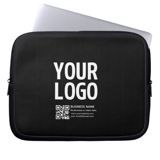 Ihr Logo mit editierbarem QR-Code und Text Laptopschutzhülle (Vorderseite)