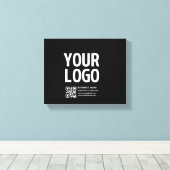 Ihr Logo mit editierbarem QR-Code und Text Leinwanddruck (Insitu (Holzboden))