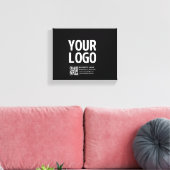 Ihr Logo mit editierbarem QR-Code und Text Leinwanddruck (Insitu (Wohnzimmer))