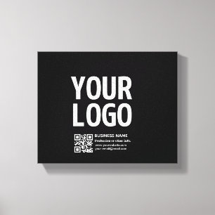 Ihr Logo mit editierbarem QR-Code und Text Leinwanddruck