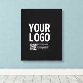 Ihr Logo mit editierbarem QR-Code und Text Leinwanddruck (Insitu (Holzboden))